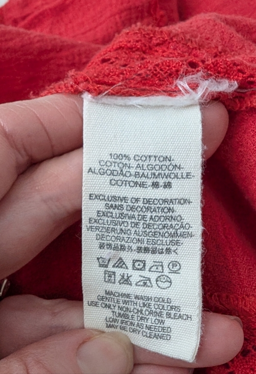 Free People Amy Red Floral Embroidered Bordado Top Medium - Picture 12 of 16